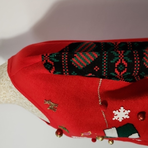 Feeling Festive Sweater Ugly Christmas Ornament Applique Size XXL Festive Party - Picture 8 of 14